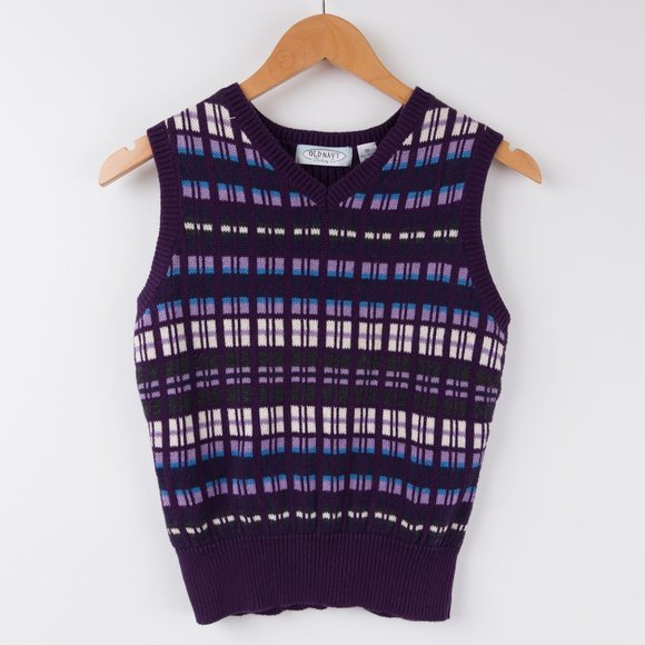 Cotton Patterned Sweater Vest Medium 